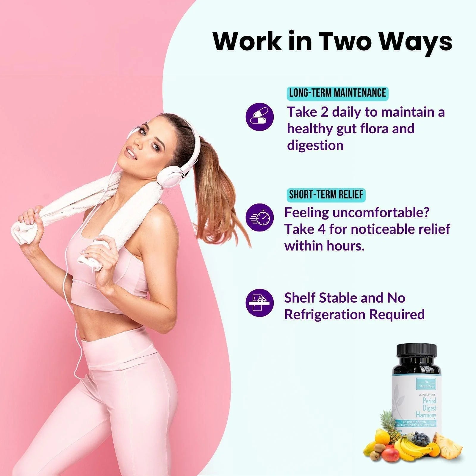 Bloating Probiotic for Women, 4-In-1 Formula with Probiotic Prebiotic Postbiotic & Enzyme, 60 Capsules