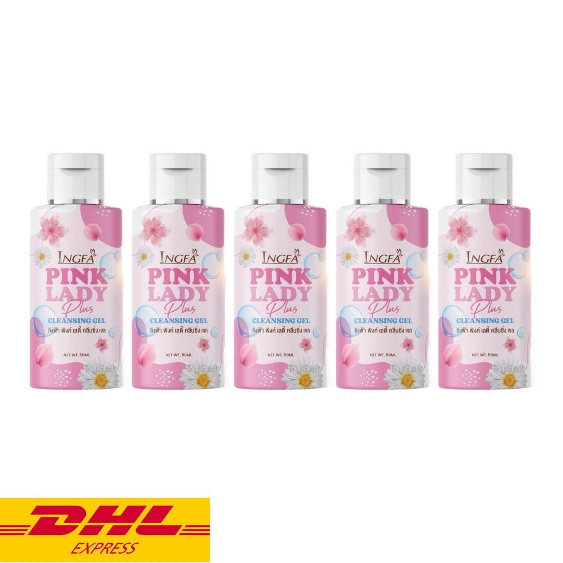 5X Ingfa Pink Lady Feminine Wash Reduce Odor Itching for Women Girls Care 50 Ml