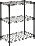 3-Tier Heavy Duty Adjustable Shelves, Metal Storage Rack with 250-Lb Shelf Capacity, Black, 14" W X 24" L X 30" H