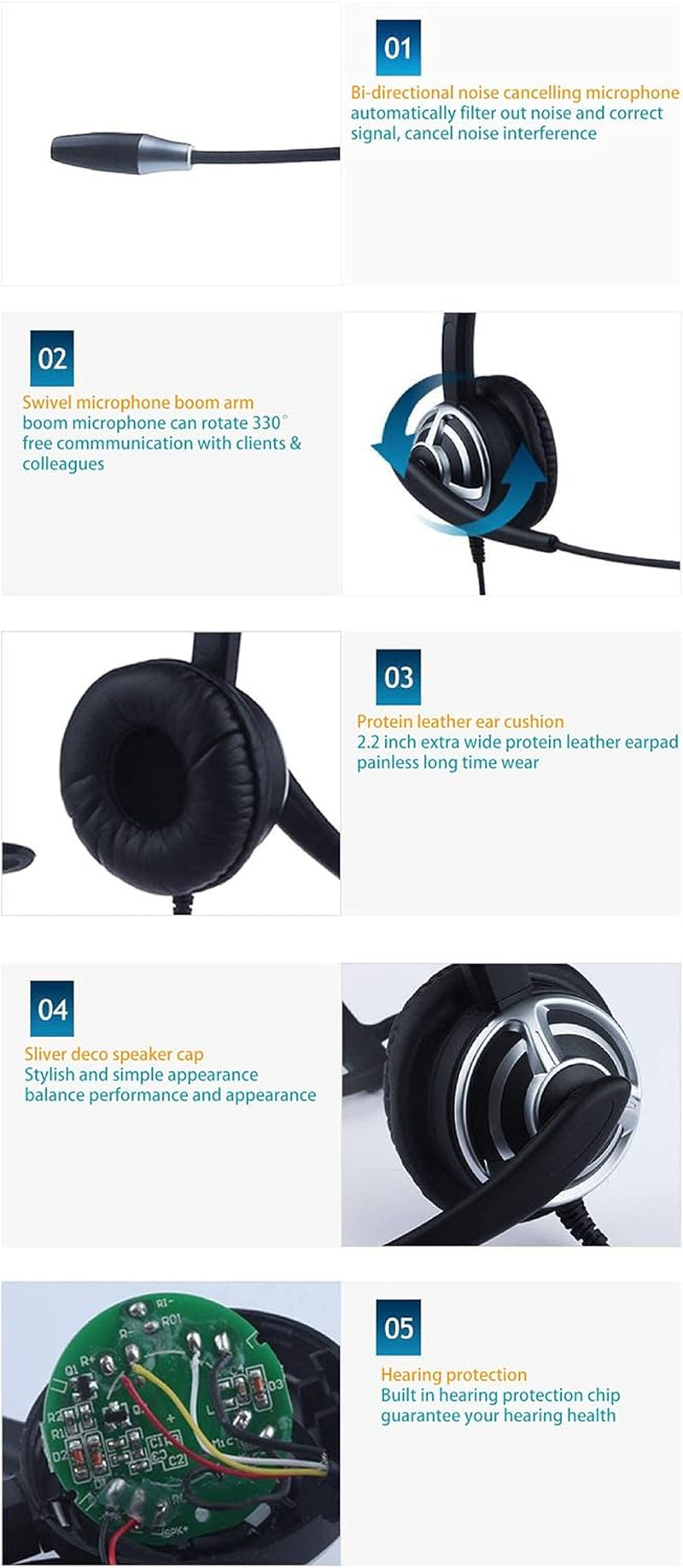 3.5Mm Headset with Microphone for Laptop Computer Surface Mobile Phones Tablets, Macbook Headset 3.5Mm, Cell Phone Headset 3.5Mm, PC Headset for Online Meetings Teams Zoom Skype